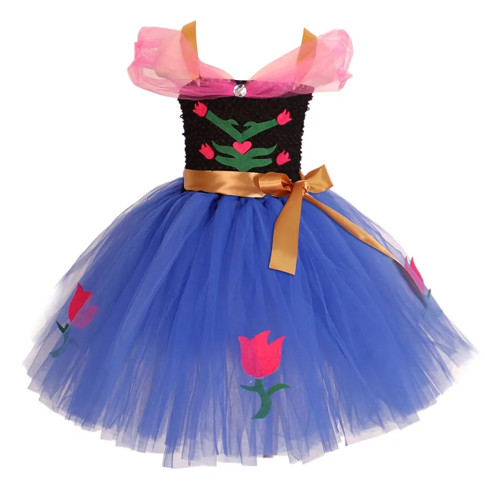 Anna Dress 02 Платье-пачка VOGUEON Toy Story для девочек на день рождения, Детский карнавальный костюм Эльзы, Анны, Софии, Рапунцель, Моаны, Елены, Outift - Цвет: Anna Dress 02