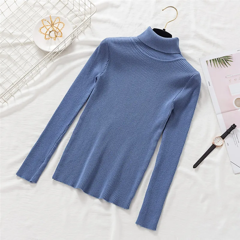 Womens Sweaters 2019 Winter Tops Turtleneck Sweater Women Slim Pullover Jumper Knitted Sweater Soft Warm Pull Femme