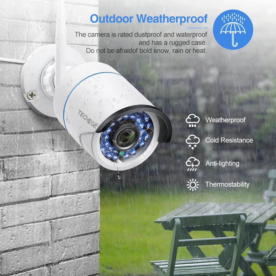 Techege HD 1080P аудио беспроводной проводной ночного видения Открытый Wifi IP камера 2MP CCTV