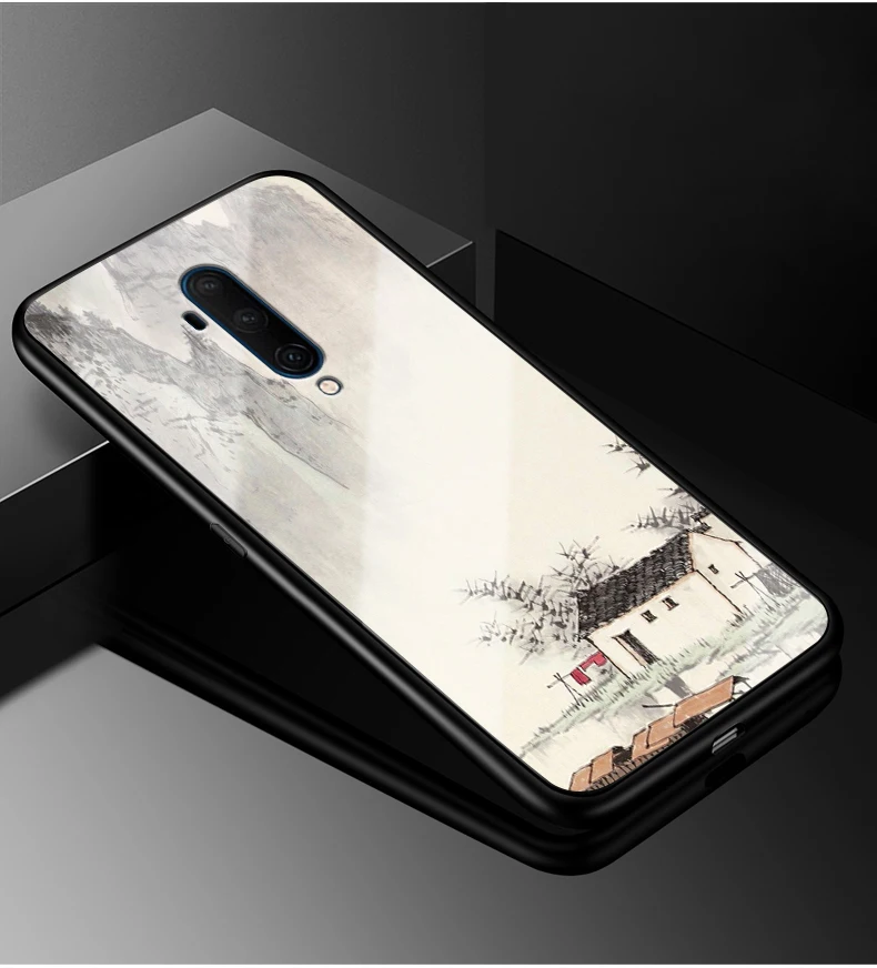 20 Для Oneplus 7T чехол One plus 7T Pro PC Пластиковый стеклянный чехол для телефона черный ТПУ бампер чехол для Oneplus 7T Pro 7TPro закаленное покрытие - Цвет: 20