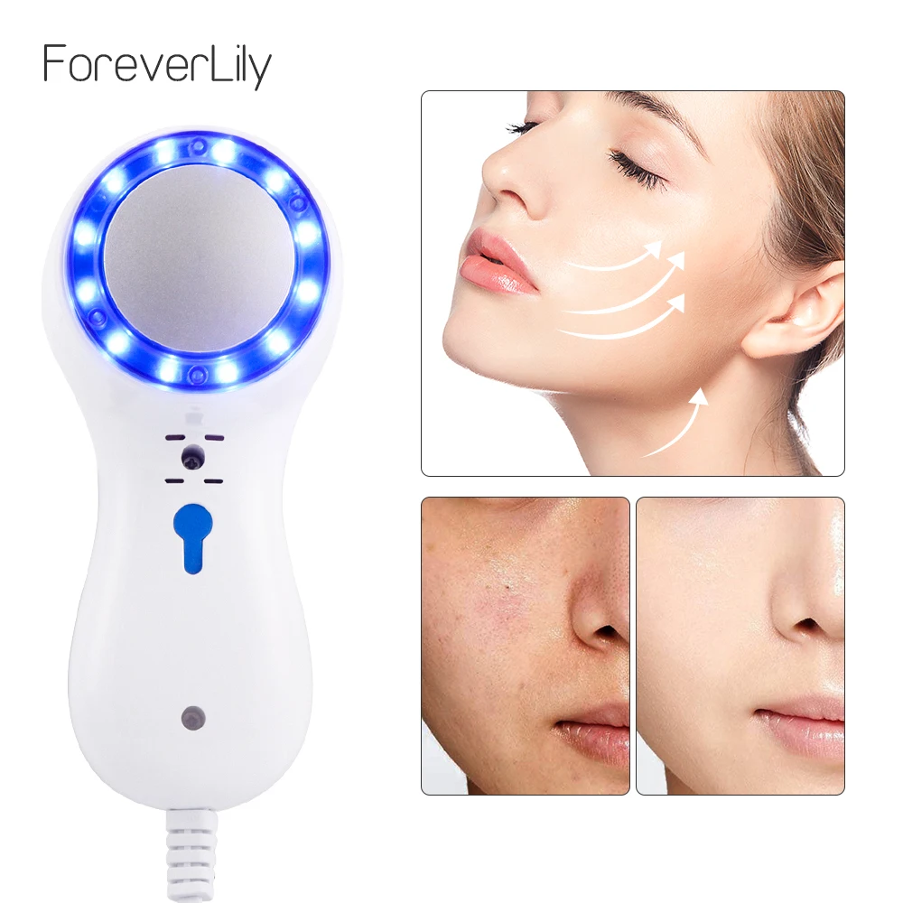 

Blue Light Face Treatment Machine For Wrinkles Skin Tightening Shrink Pores Anti Aging Cold Hammer Cryotherapy Ice Healing Tools