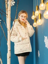 Winter Down Jacket Women 2021 Fashion Hooded Warm Parkas Cute Cartoon Print Cotton Coat Hight Quality Female Top