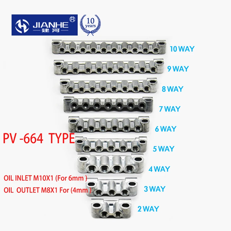

PV-664 6mm/ 6mm/4mm Oil distributor separator valve divider for cmc machine or centralized lubrication system