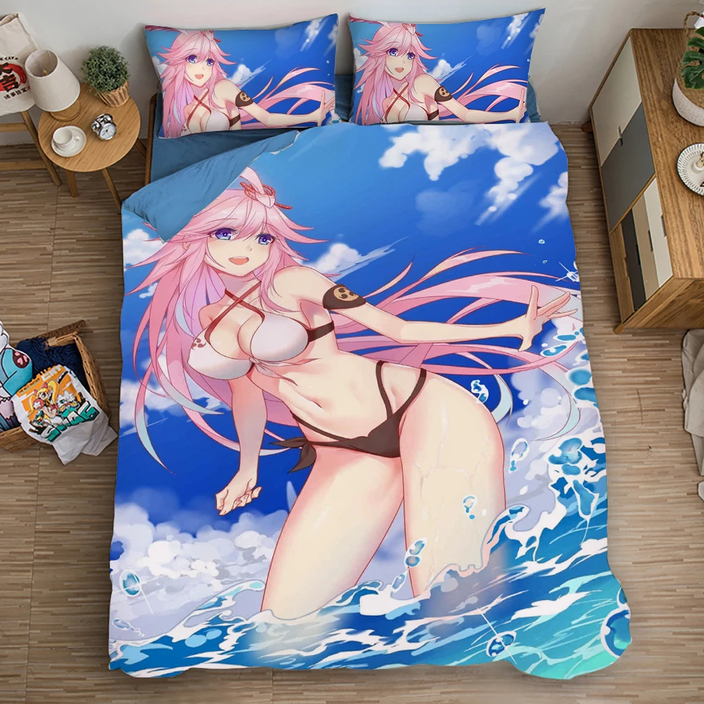 3D Yae Sakura Anime Print Bedding Set Duvet Covers Pillowcases One Piece Comforter Bedding Sets Bedclothes Bed Linen 03