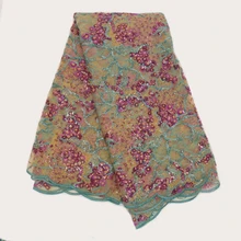 Африканское кружево с вышивкой высокого качества швейцарское кружево Ftench кружево Agrican сетчатая Французская ткань Свадебное кружево для платья YS-9446