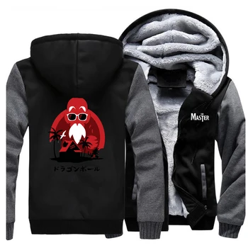 

dragon ball printing hooded hoodies Men raglan fashion fluffy fleece thickening sweatshirt 2020 fall winter hip hop zipper coats