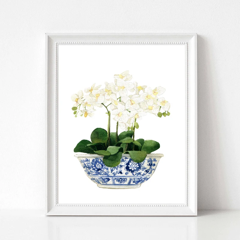 Oriental Vase Blue and White Willow Style Porcelain Flower Ginger Jar Poster