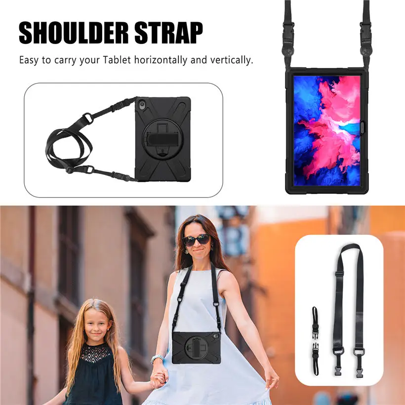 para Lenovo Tab P11 Plus Case Tb-j616f Tb-j616x para Xiaoxin Almofada Mais Tab P11 Tb-j606f Capa Funda Rotativo Suporte Alça de Ombro - Imagem 2