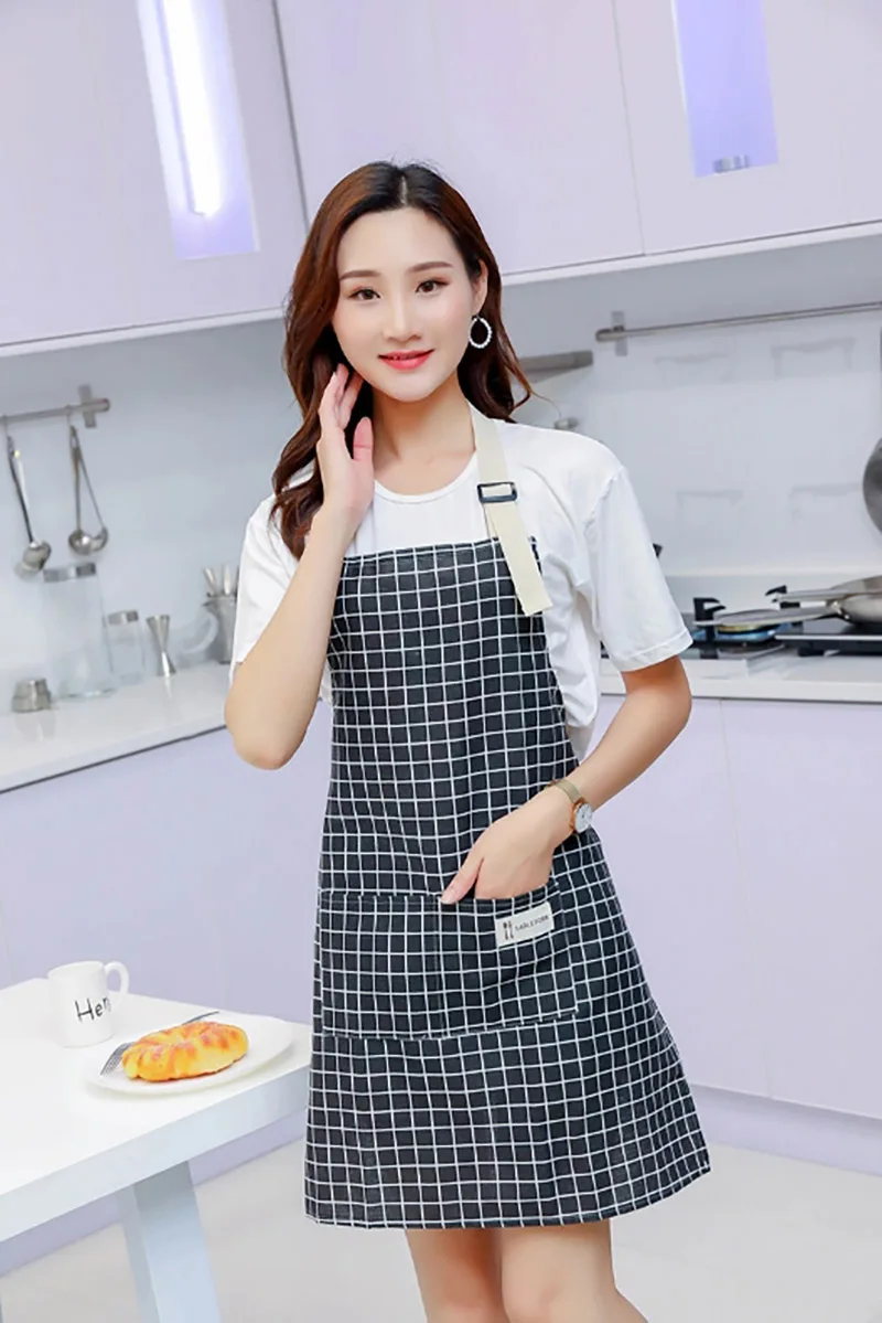 Style J Борода Регулируемый хлопок лен высококачественный кухонный клетчатый фартук для барбекю приготовления выпечки Ресторан бариста флорист Pinafore мужчины женщины - Цвет: Style J