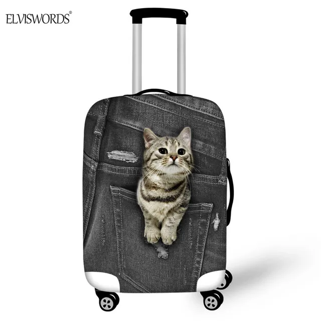 ELVISWORDS черные джинсы Pet 3D печать Чехлы для чемодана на колесиках для 18-32 дюймов эластичная защита багажа от грязи крышка аксессуары для путешествий - Цвет: CC3319