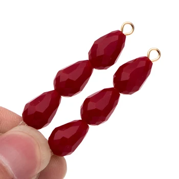 

58pcs Glass Faceted Teardrop Beads 8x11mm, Top Drilled Crystal Briolette, Dark Red, For Jewelry DIY Findings (#SS08-51)