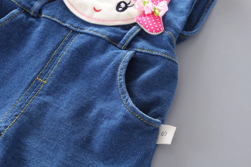 New Spring Autumn Baby Girls Clothing Children Pocket Cartoon Pattern Cowboy Overalls Toddler Casual Clothes Kids Outing Costume