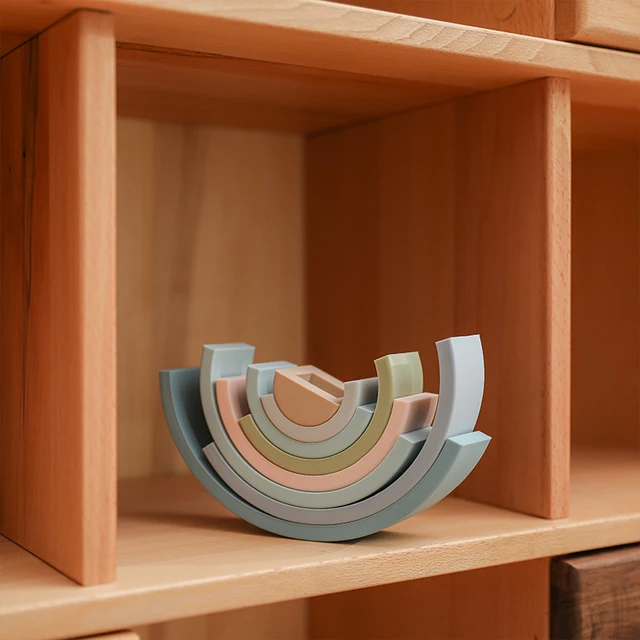 Baby Toy Silicone Educational Building Blocks 3D Rainbow Stacking Baby Building Blocks Toys Montessori Educational Toy Children 5