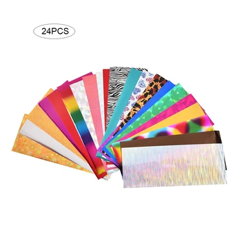 

24 Sheets Nail Art Foils Stickers Laser Shinning Mixed Beauty Transfer Tips Sticker Craft DIY Universe Decorations Accessoires