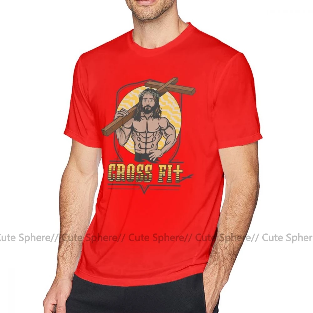 Христианская футболка Jesus CrossFit, футболка с коротким рукавом, Мужская футболка, модный принт, потрясающая хлопковая ХХХ футболка - Цвет: Red