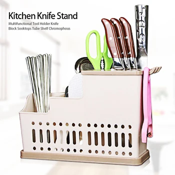 

Multifunction Knife Holder Plastic Block Bar Dividing Grid Barrel Chopsticks Cage Cutlery Holder Stand for Knives Kitchen Tools