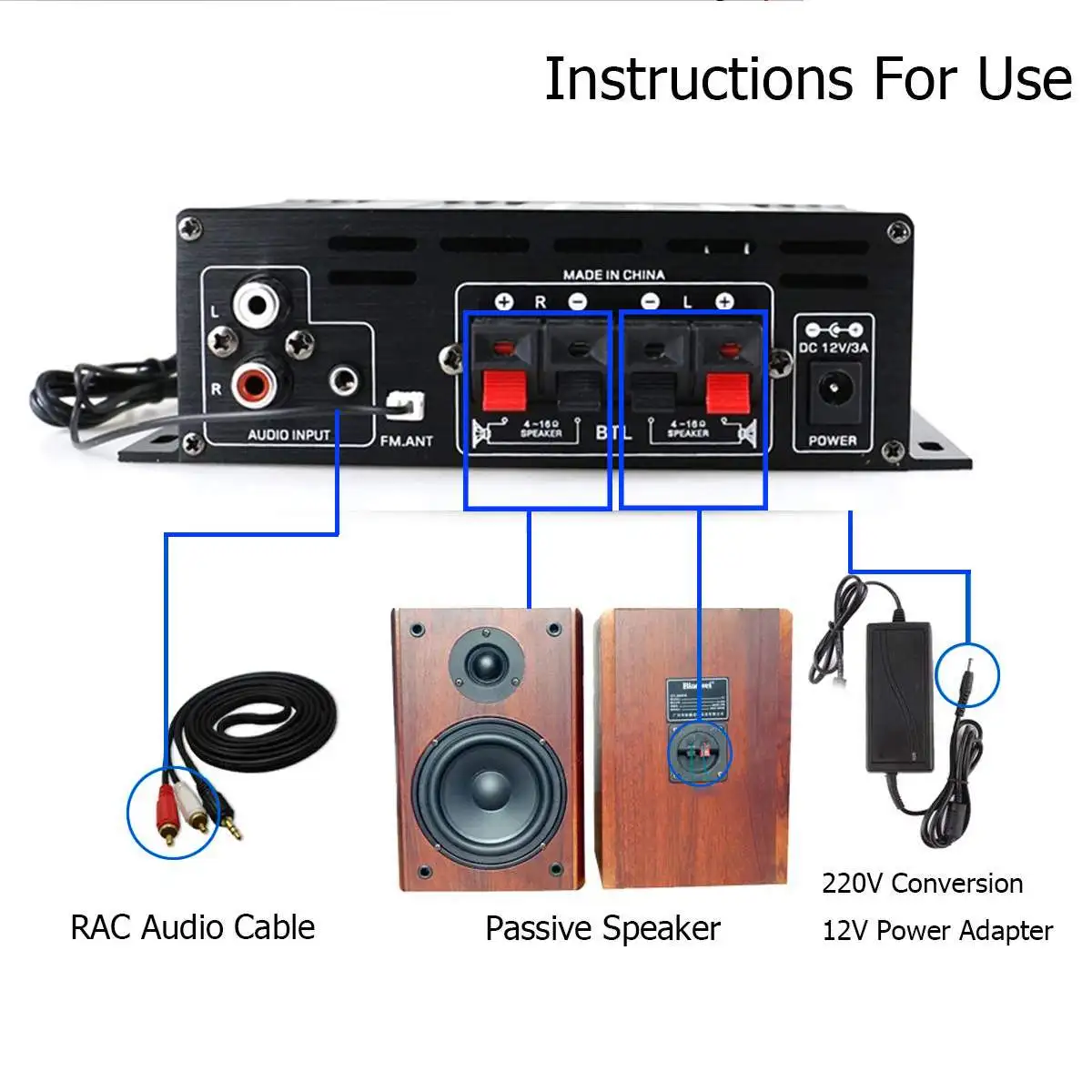 Amplificador de Áudio Ak380 Ak170 800w 12v Bluetooth 5.0 Estéreo Amp Leitor de Música Classe d fm - Image 4