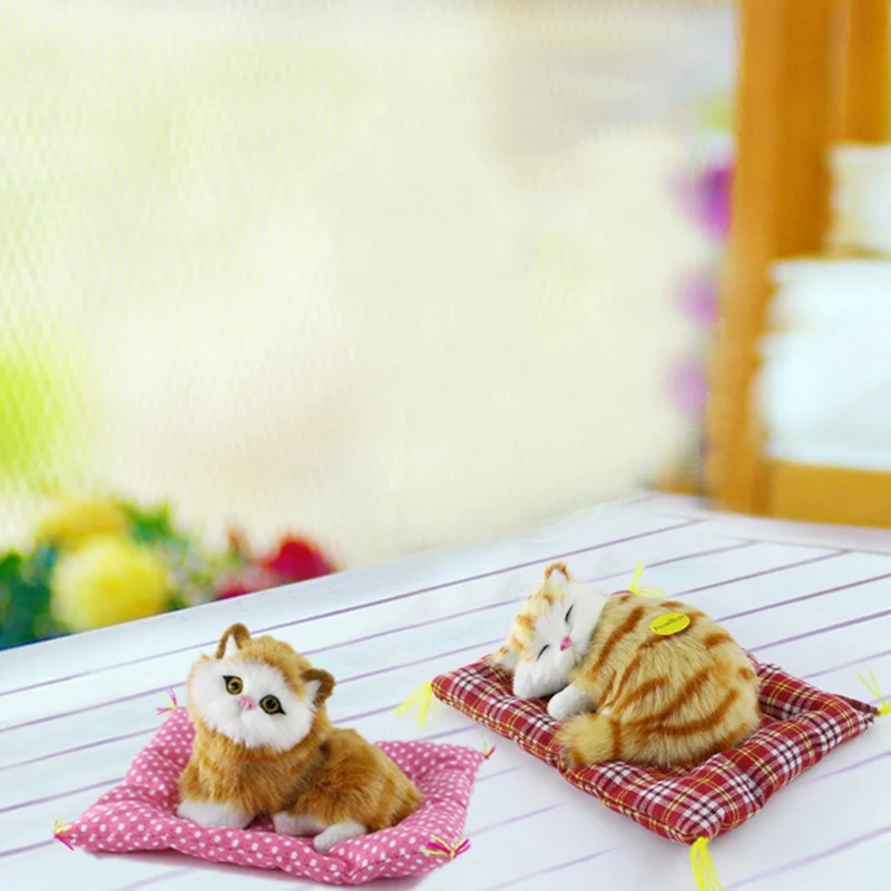 Car Ornaments Cute Simulation Sleeping Cats Decoration Automobiles Lovely Plush Kittens Accessories