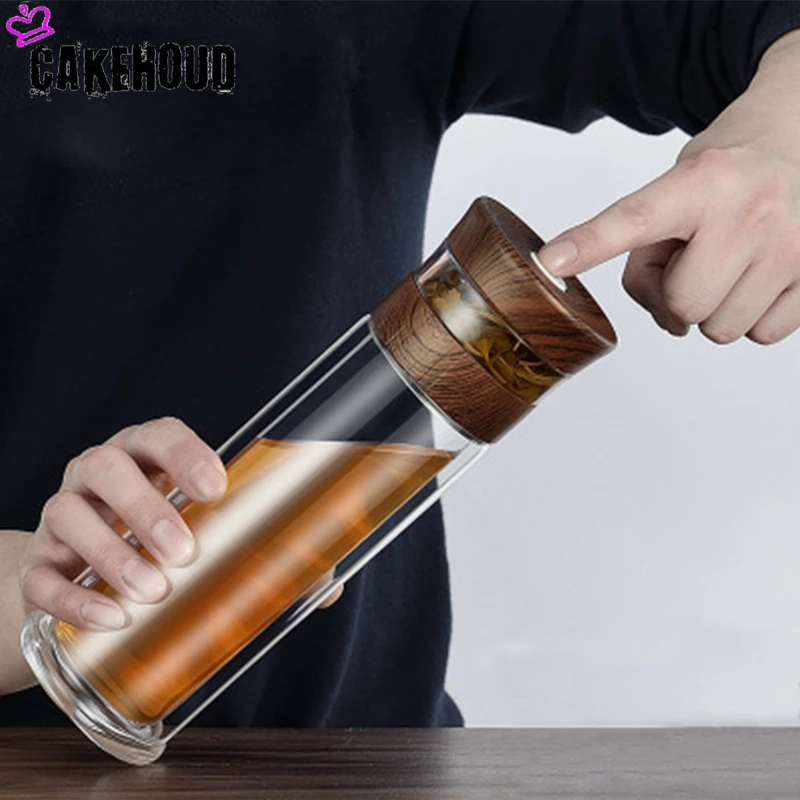 Drinking Pot Portable Tea Separation Cups Double-layer Car Cup Creative High Temperature Glass Water Bottle To Send Cup Sets