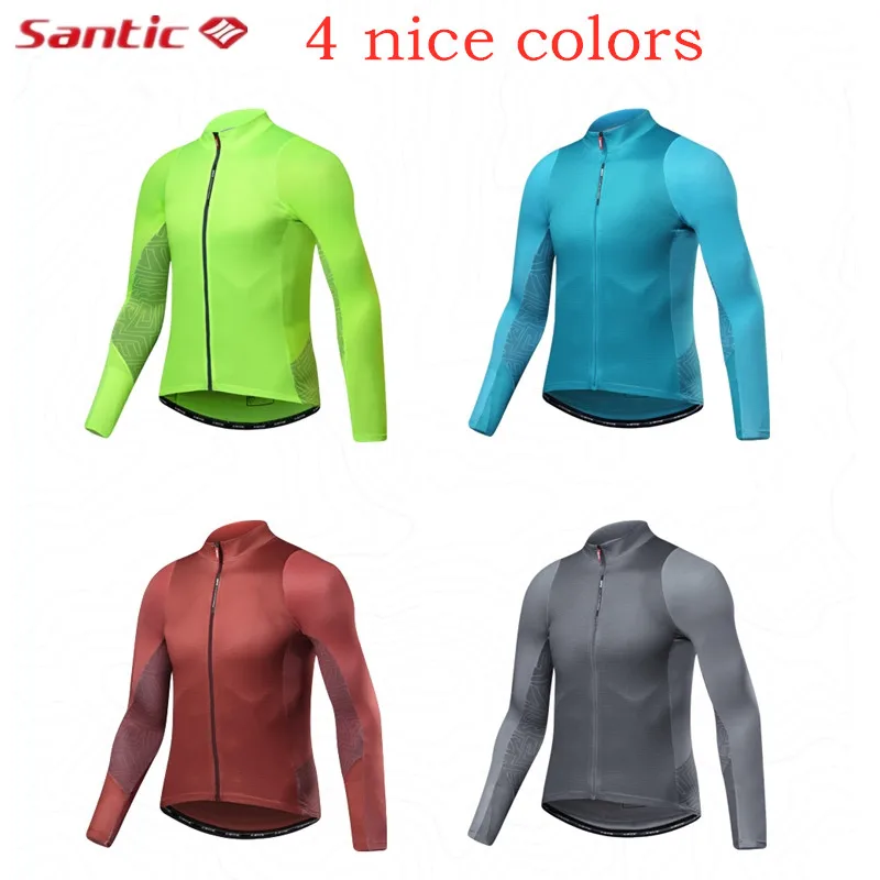 Santic Cycling Jersey Men Quick Dry Long Sleeve Bicycle coat Sun-protective Comfortable MTB Road Bike Top Jersey Asian Size