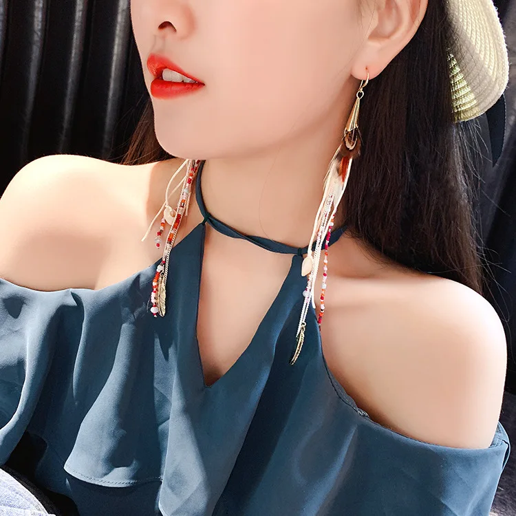 Stud earring VOHE длинная Хрустальная бахрома Длинные Висячие серьги для Для женщин свадебные Висячие серьги серьга Brinco Модные украшения подарки - Окраска металла: Stud earring