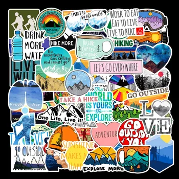 

50 PCS Camping Landscape Hiking Stickers Outdoor Adventure Climbing Sticker Pack to DIY Luggage Suitcase Laptop Helmet Car Decal