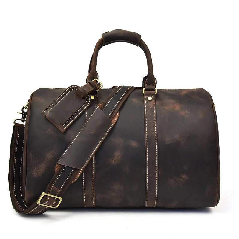 Luufan Высокая мода 45 см кожаная дорожная сумка для мужчин и женщин Винтажная дорожная сумка для 17 дюймов ноутбука кожаная сумка для мужчин и женщин