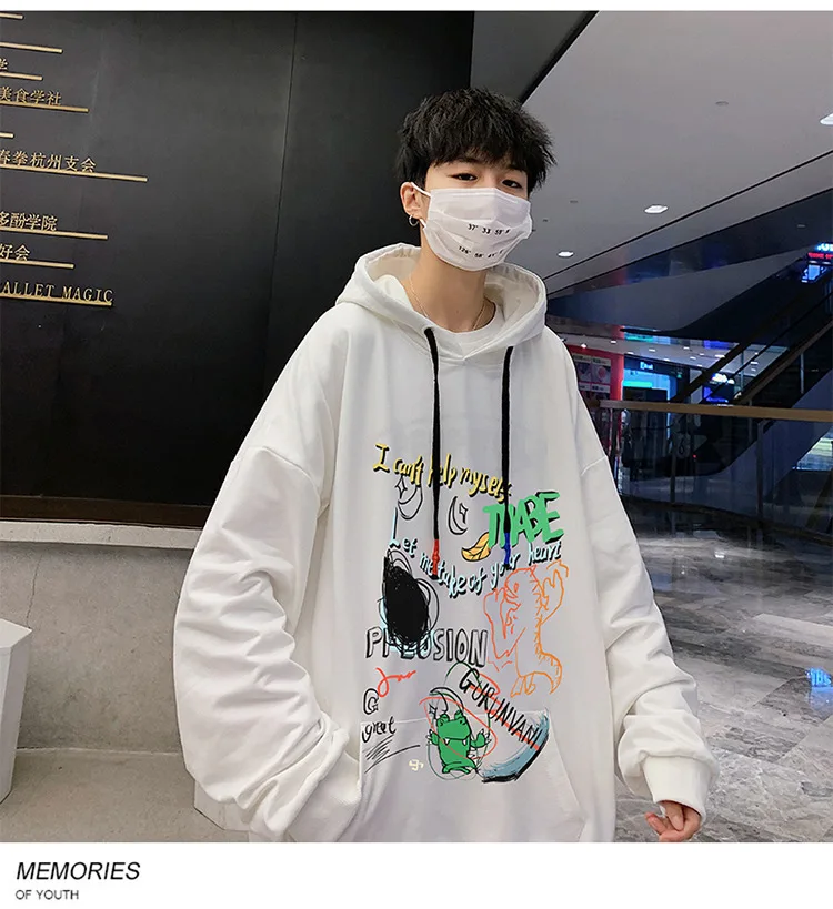 CnHnOH Streetwear Hoodies Men's Hooded Japanese Vintage Tops Autumn Japanese All-Match Loose Long Sleeve Jacket SK-Y603
