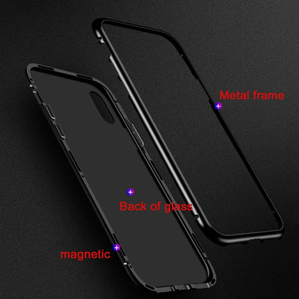 Чехол для телефона, закаленное стекло, задняя крышка, Жесткий Чехол для iPhone X, прочный мобильный телефон, 360 градусов, магнитный адсорбционный чехол