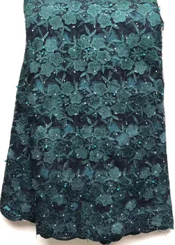 

African Net Lace Fabric High Quality 2020 Elegant Nigerian Wedding Lace Fabrics 5 Yards Stones French Tulle lace ALL4702 GREEN
