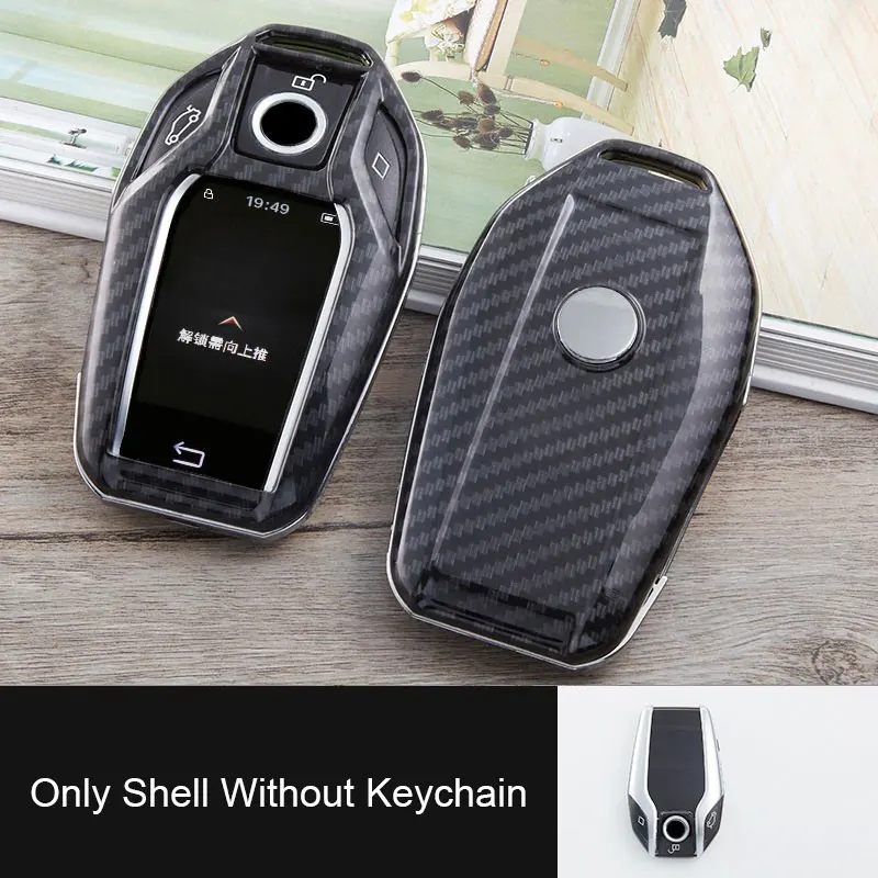 ABS карбоновый автомобильный чехол для ключей для BMW G12 GT G30 G21 I8 I12 I15 X3 730i 740i 750i 7 серии дисплей ключ автостайлинг - Название цвета: only shell