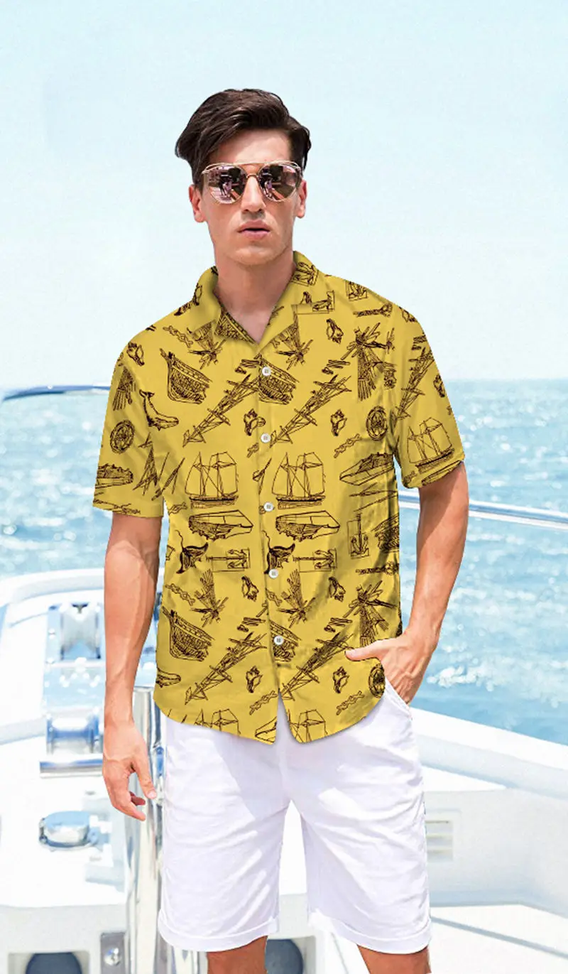 hawaii shirt tops Мужская гавайская рубашка, короткий комплект, граффити, 3d, Пляжная Гавайская Алоха рубашка, шорты, повседневный комплект из 2 предметов, летний праздничный Модный комплект одежды для мужчин - Цвет: hawaii shirt tops