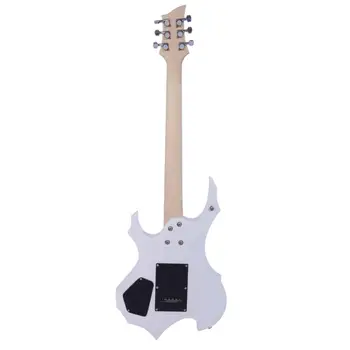 

Electric Guitar Novice Flame Shaped Electric Guitar HSH Pickup Bag Strap Paddle Rocker Cable Wrench Tool White