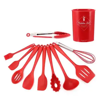 

11PCS Silicone Kitchenware Non-stick Cookware Cooking Tool Spatula Ladle Egg Beaters Shovel Spoon Soup Kitchen Utensils Set