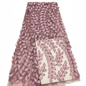 

Amazing evening French net lace with beads African tulle mesh lace fabric HNZ367 (5yards/lot)