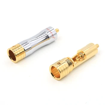 

2pcs/set R1703 gold plated plug coaxial audio cable plug HIFI HI-END audio signal plug