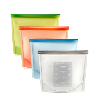 

4Pcs Reusable Silicone Food Storage Bags,Versatile Preservation Bags for Vegetable,Liquid,Snack,Meat,Lunch,Fruit,1000ml/33oz