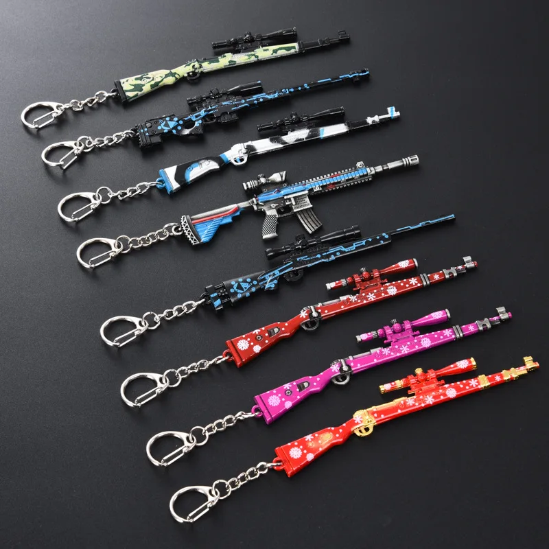 

Popular shooting game PUBG key chains Pendant eat chicken game peripheral gun weapon model key chain 98K key ring