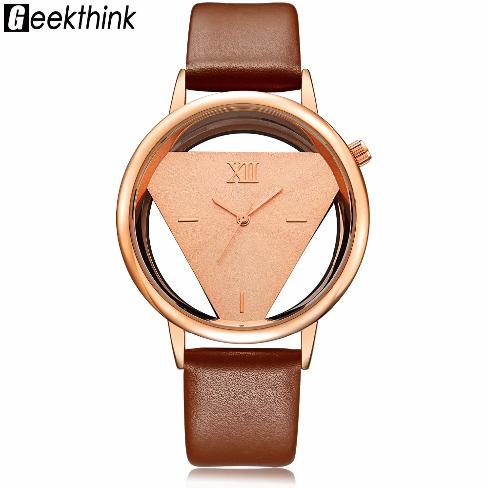 

GEEKTHINK Fashion Luxury Ladies Watch New Casual Women Watch Leather Strap Quartz Watch Waterproof Clock Relogio Feminino Dress