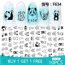 

10PCS Personality Girl Love Face Nail Sticker Leaf Butterfly Slider English Geometry Gem Wreath Art Deco AppliqueF636