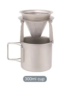 Filter and 300ml Cup Рождественский подарок Tiartisan вьетнамский кофе капельница многоразовый Матовый Серебряный титановый кофейный фильтр кофейные конусые аксессуары для скутеров для кухни - Цвет: Filter and 300ml Cup