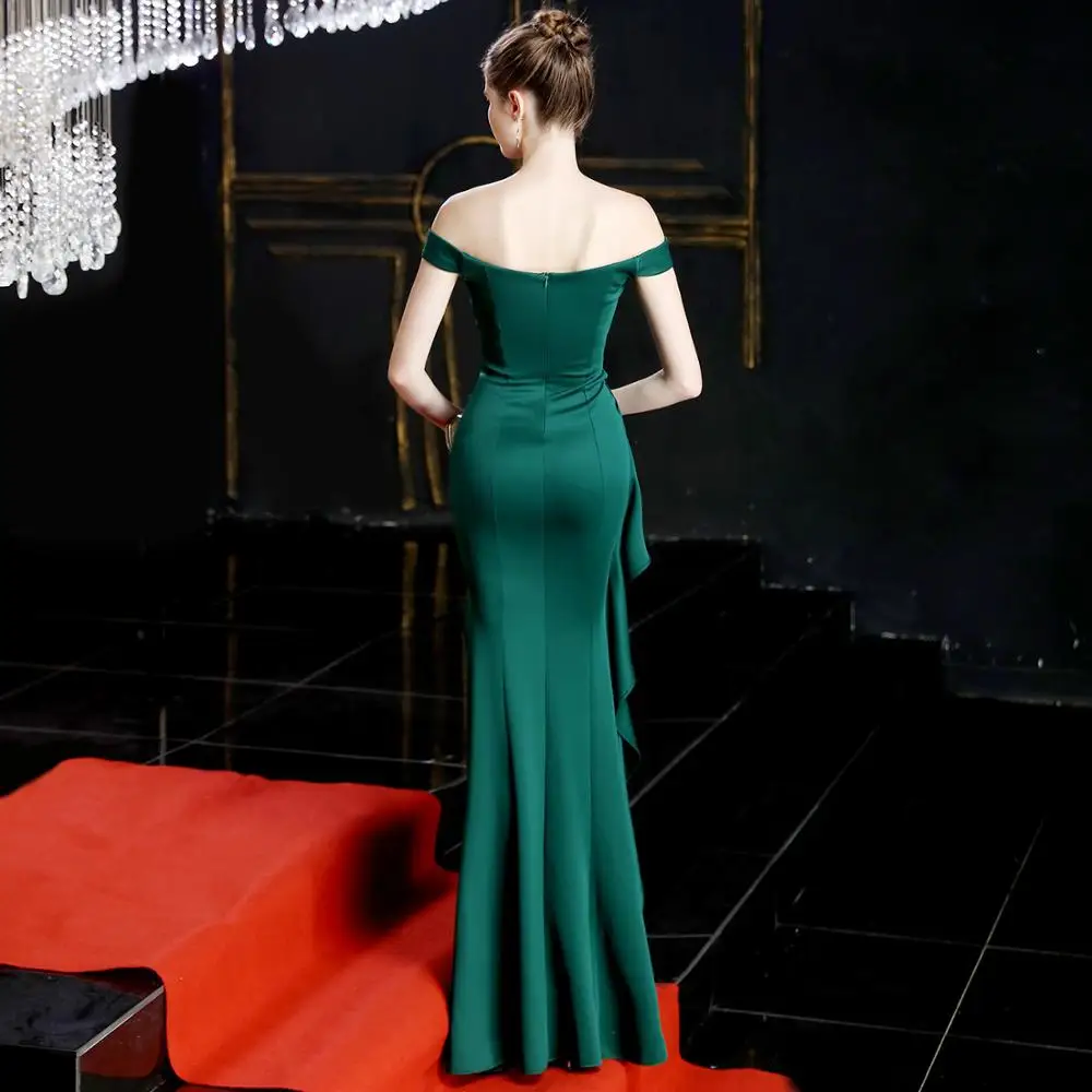 SLADUO M2019, новое осеннее женское Элегантное Длинное платье русалки без бретелей, сексуальное вечернее платье с разрезом знаменитостей, вечерние платья для подиума