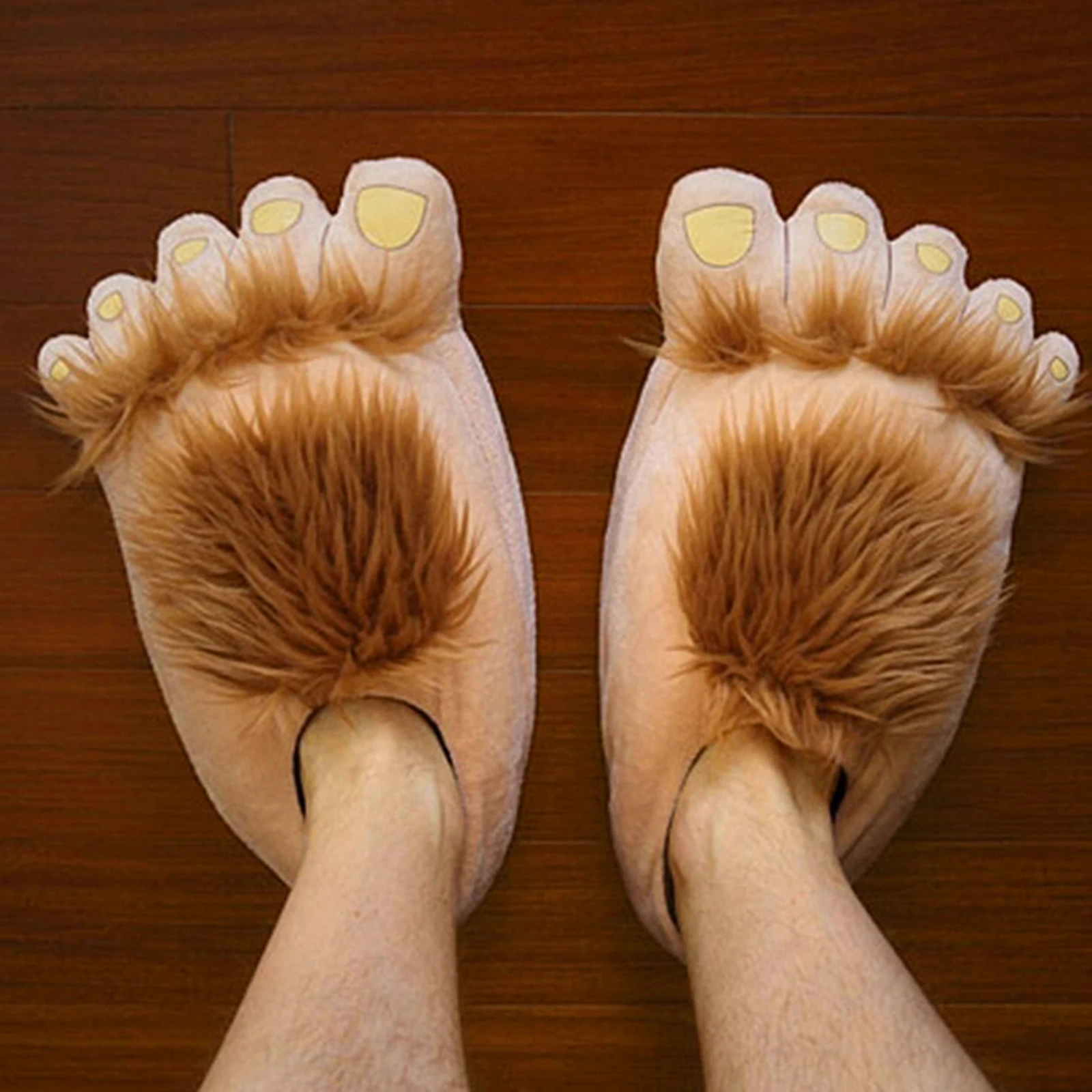 Novelty  Furry Slippers for Adult Men Women, Funny Monster Adventure  Bigfoot Indoor Floor Shoes