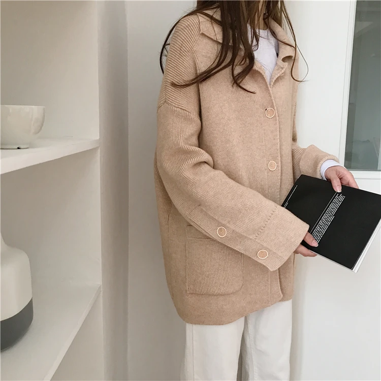 Ulzzang, студенческий стиль, шикарный некрупный Кардиган для девочек, вязаный свитер, женские свитера, Kawaii, Женская Корейская одежда Harajuku, женская одежда