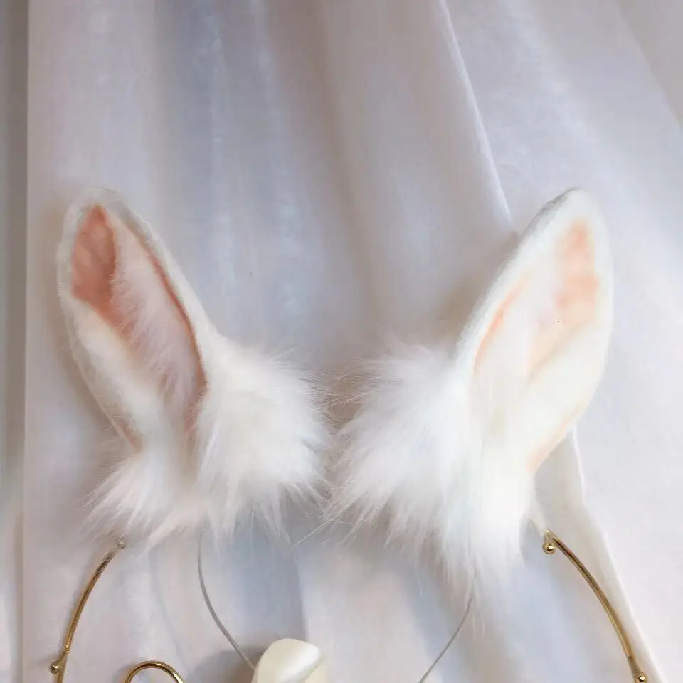 Нефритовый кролик анимация моделирование зверь ухо зверь хвост Волк ухо кошка ухо лиса ухо обруч для волос на заказ косплей - Цвет: Rabbit ears