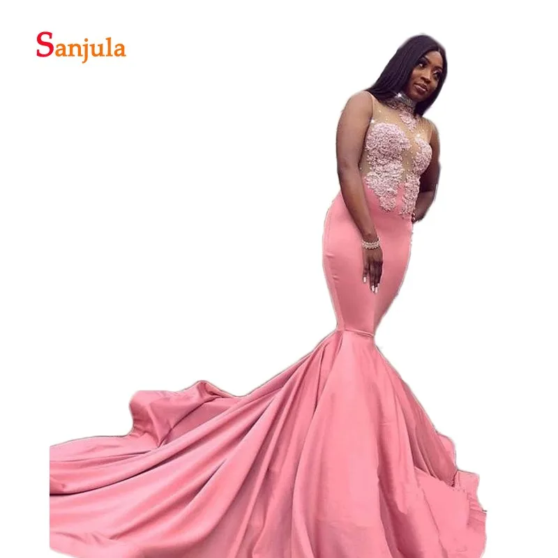 Винтажное арабское розовое платье Русалка для выпускного вечера 2019 vestidos de fiesta de noche Черные Выпускные платья для девочек официальная одежда
