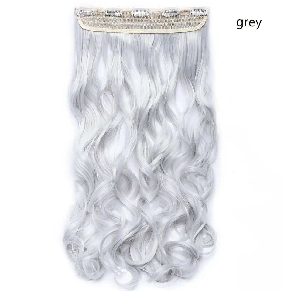 grey SNOILITE, 23 дюйма, длинные волнистые накладные волосы на заколках, синтетические, 5 зажимов, цельные волосы, черный, коричневый, Омбре, накладные волосы для женщин - Цвет: grey