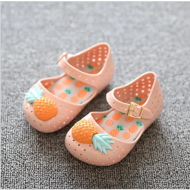 Розовый Mini Melissa/ новые оригинальные прозрачные сандалии для девочек; детские сандалии; детская пляжная обувь; нескользящая обувь для малышей - Цвет: Розовый