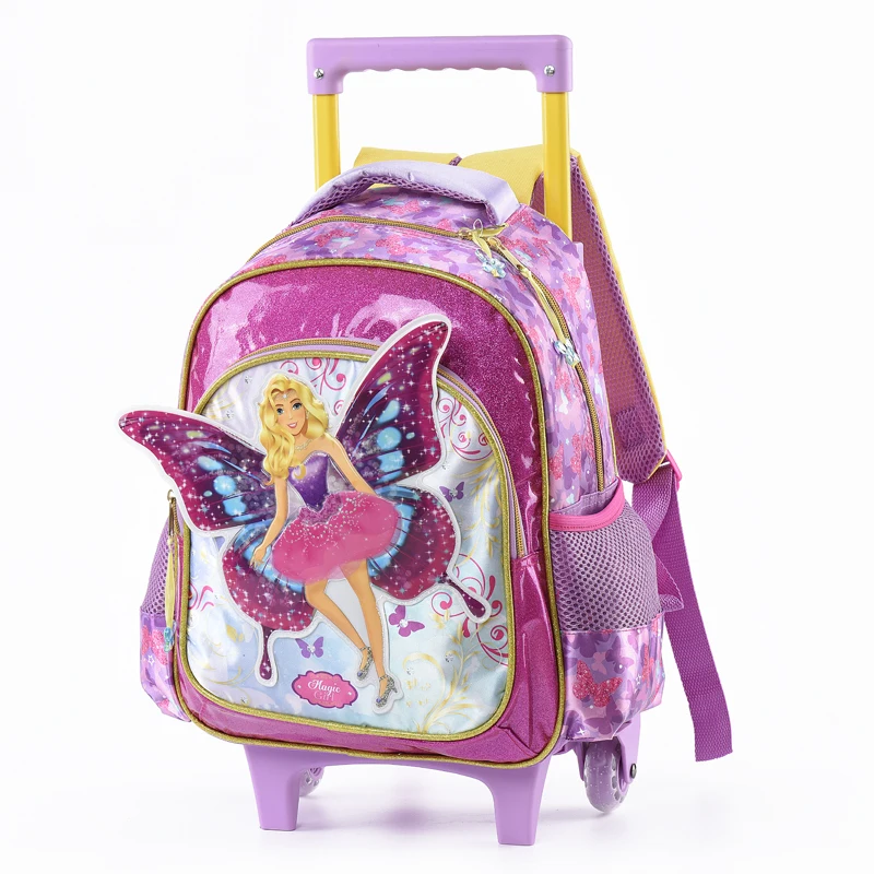 Koko cat детская школьная сумка на колесиках ортопедическая сумка для девочек элегантный Ангел Детский рюкзак с колесиками Студенческая сумка для книг Mochila - Цвет: 16inch trolley