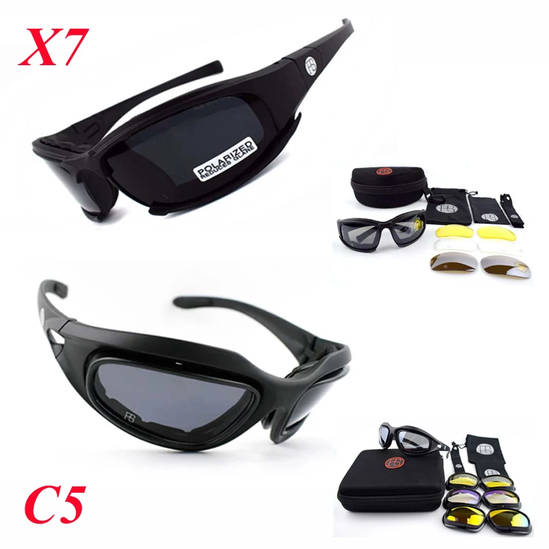 

X7 C5 Polarized Tactical Sunglasses Military Airsoft Shooting Goggles UV400 Protection Outdoor Sport Hiking Glasses For Hunting